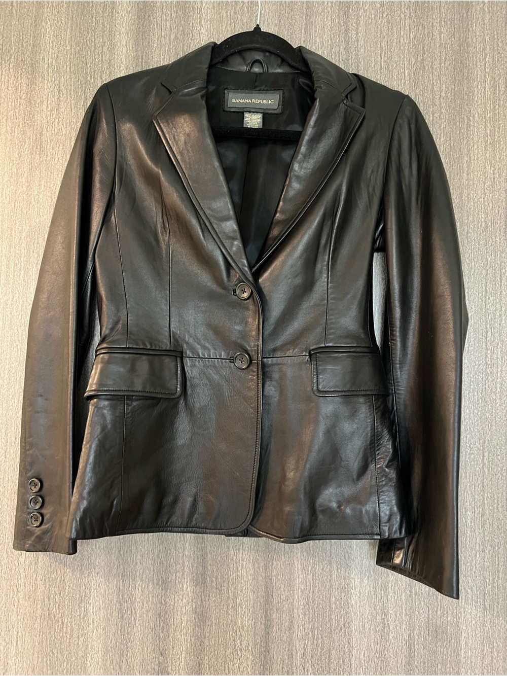 Banana Republic Black Women's Leather Blazer Jacket